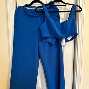 Nasty Gal Blue Set with Dramatic Ruffle Detail